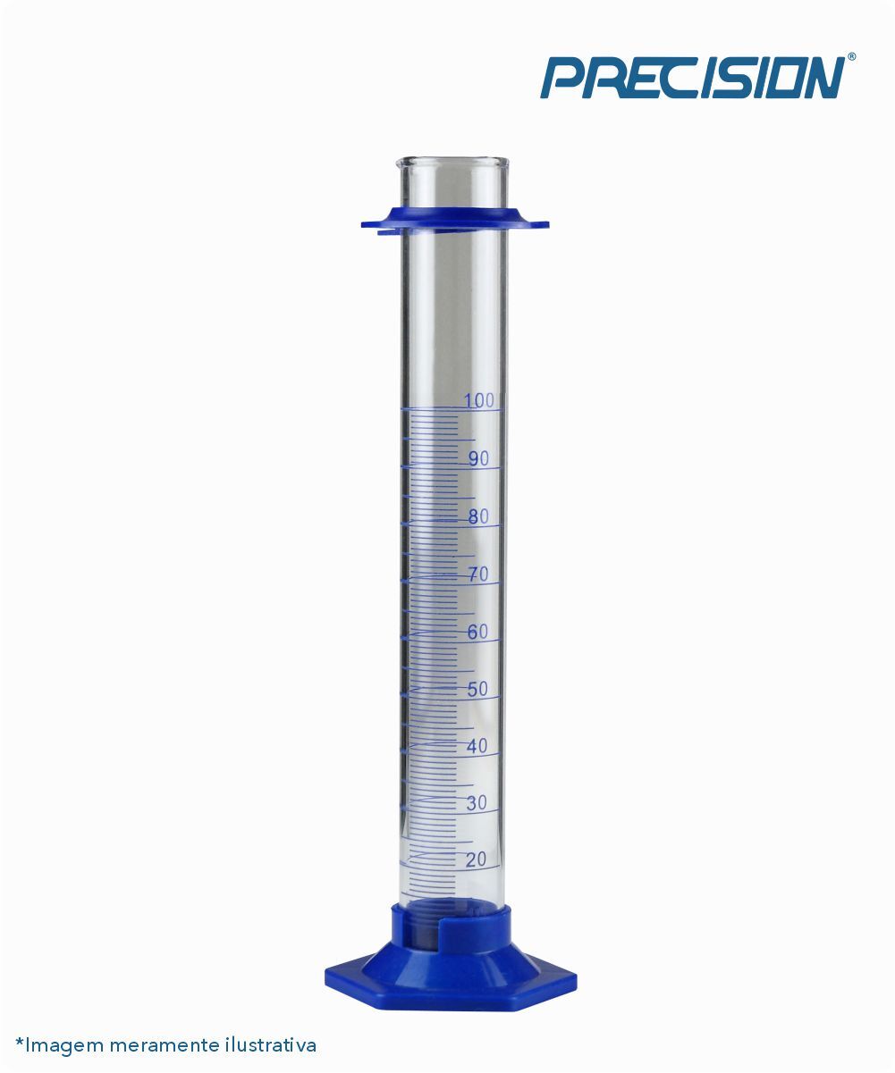 Proveta de vidro com base de plástico hexagonal  1000mL